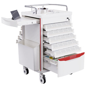 Rolling Medication Bin Cart — 200 Bins, Dual-Sided Access & 50 Medicine Boxes with Hidden Laptop Tray