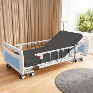 OLERN Ultra Low Hospital Bed – 10" Low Height, Wing Side Rails, Waterproof Mattress