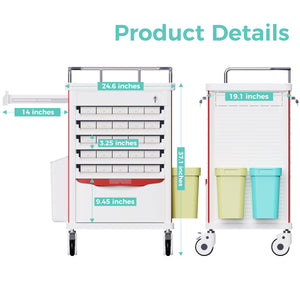 Rolling Medication Bin Cart — 200 Bins, Dual-Sided Access & 50 Medicine Boxes with Hidden Laptop Tray